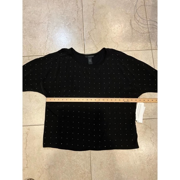 Calvin Klein Crop Top Women's S Black Short Sleeve Polka Dot Round Neck Pullover - Picture 4 of 5